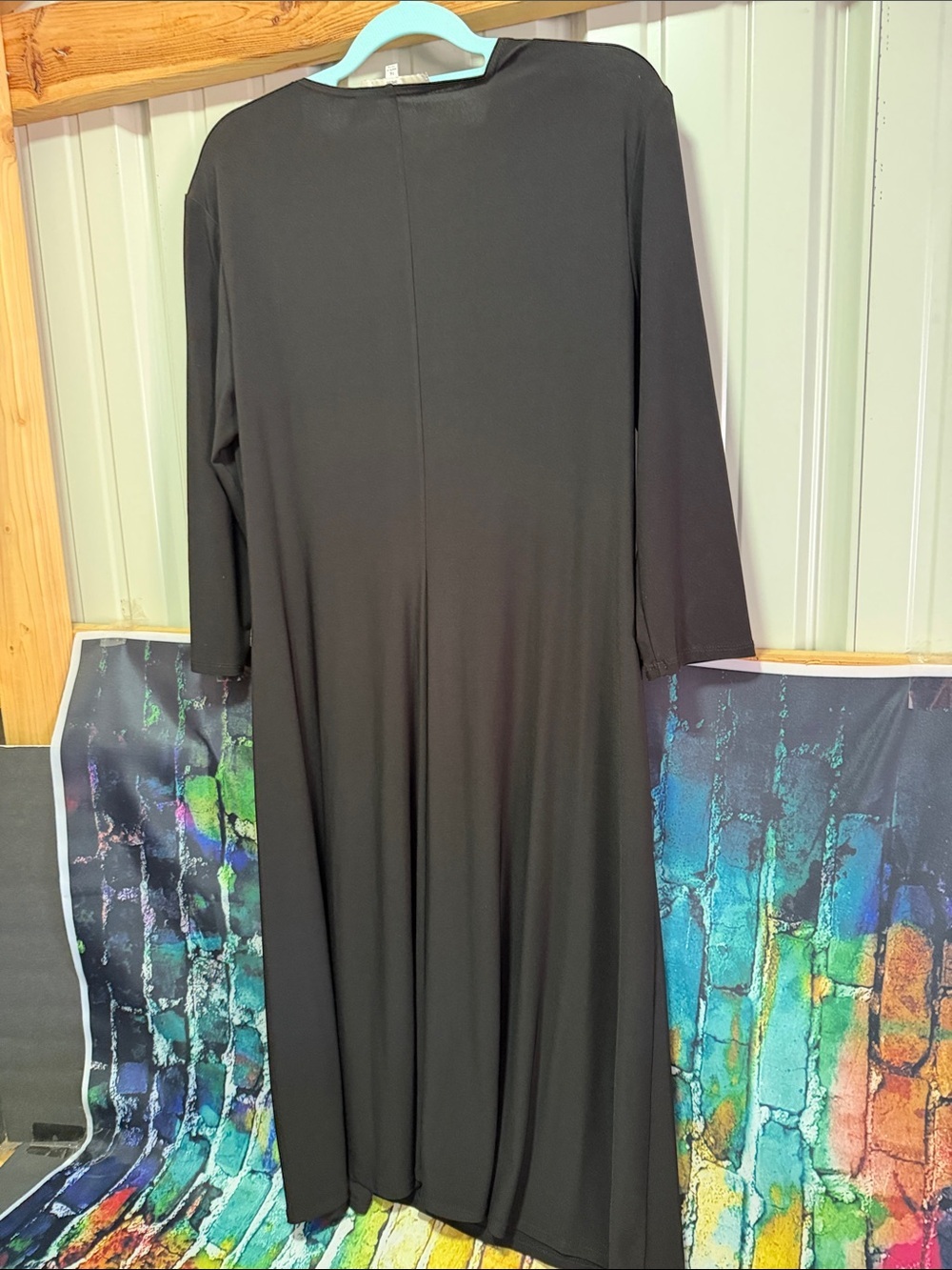 Evan Picone Black Long Sleeve V-Neck Dress with Ring Detail plus size 16 - Picture 4 of 6